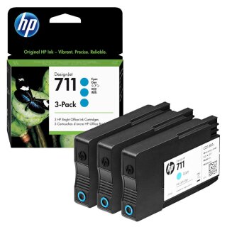 HP 711(CZ134A) cyan Druckerpatronen, 3er-Set