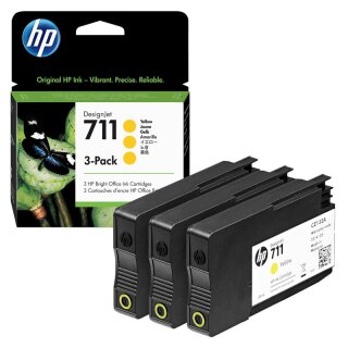 HP 711(CZ136A) gelb Druckerpatronen, 3er-Set