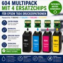 604XL - Multipack mit 4 Oneway Ersatzchips für...