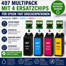 407XL - Multipack mit 4 Oneway Ersatzchips für...