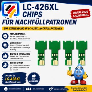 LC-426XL One Way Druckerchips für Nachfüllaptronen je 1x CMYK