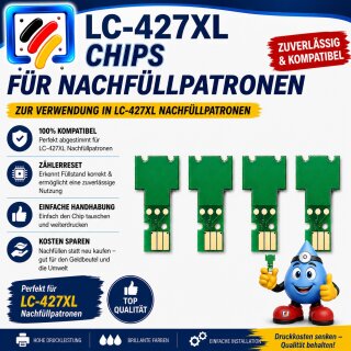 LC-427XL One Way Druckerchips für Nachfüllaptronen je 1x CMYK