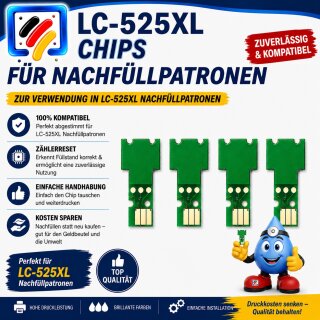 LC-525XL One Way Druckerchips für Nachfüllaptronen je 1x CMYK