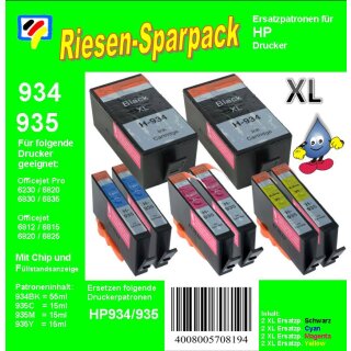 H937 - TiDis Riesensparpack mit 8 XL Ersatzpatronen - ersetzen HP934XL & HP935XL