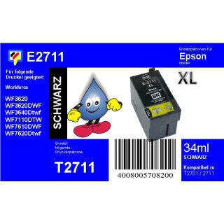 E2711 - TiDis Ersatzdruckerpatrone Black XL mit 34ml Inhalt ersetzt T271140