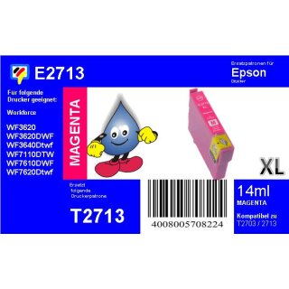 E2713 - TiDis Ersatzdruckerpatrone Magenta XL mit 14ml Inhalt ersetzt T271340 