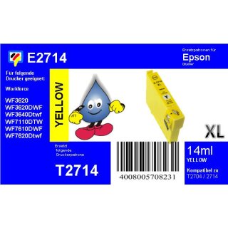 E2714 - TiDis Ersatzdruckerpatrone Yellow XL mit 14ml Inhalt ersetzt T271440