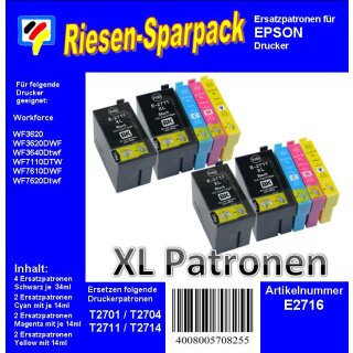 E2716 - TiDis Ersatzdruckerpatronen XL Riesensparpack Inhalt ersetzt 4xT2711 und je 2xT2712, T2713, T2714