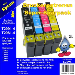 E2996 - B|C|M|Y - TiDis XL Multipack mit 4 Druckerpatronen - ersetzen je 1x T2991/T2992/T2993/T2994