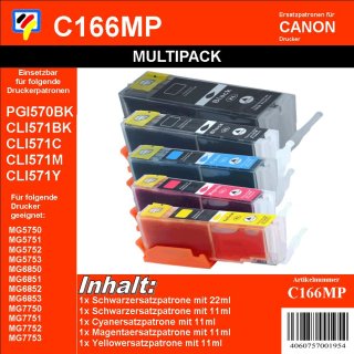 C166 - TiDis Multipack 5 XL Ersatzpatronen BBCMY - ersetzen PGI570 & CLI571 BCMY
