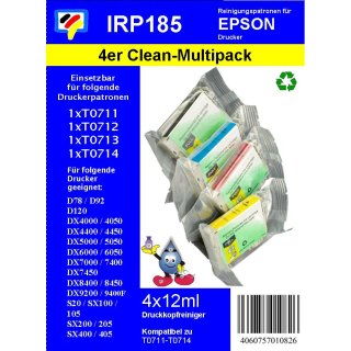 IRP185 - Dr.Inkjet Druckkopfreinigungspatronen Clean-Multipack - ersetzen T0711 | T0712 | T0713 | T0714 | T0715