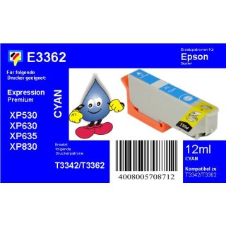 E3362 - cyan - TiDis Druckerpatrone ersetzt  T33XL/ T3342/ T3362