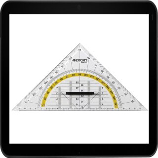 Westcott E-10134 00 Geodreieck Kunststoff mit abnehmbarem Griff, 25 cm, transparent - günstiger im 10er Pack