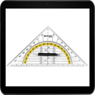 Westcott Geodreieck Kunststoff mit abnehmbarem Griff, 16 cm, transparent - günstiger im 10er Pack