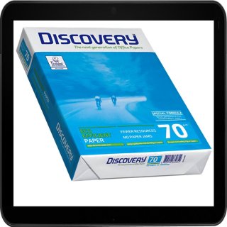 DISCOVERY 500 Blatt Kopierpapier, weiß A4 70 g/qm - für Hochleistungskopierer, Laserdrucker und Tintenstrahldrucker
