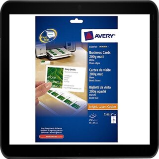 AVERY Zweckform Visitenkarten 49075 weiß - 250 Stück Visitenkartenpackung a10 Stück auf einem Bogen