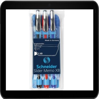 Schneider Kugelschreiber Slider Memo Schreibfarbe farbsortiert - 3 stück Packung