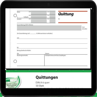 sigel Formularbuch QU619 Quittung, MwSt. separat ausgewiesen - Mit Kohleppaier für Durchschlagskopie