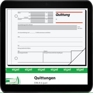 sigel Formularbuch QU625 Quittung, MwSt. separat ausgewiesen - inkl. Kohleppaier für eine Durchschlagskopie