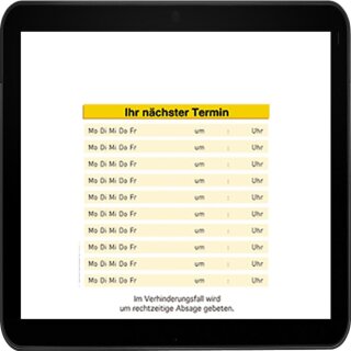Terminzettel, DIN A7 (74 x 105 mm), Terminfläche Gelb im schöneren Layout, 20 Blöcke im Sparpack