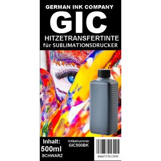Black GIC - Hitzetransfertinte | Sublimationstinte in 500ml Flasche - Farbe Black