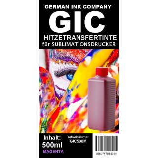 Magenta GIC - Hitzetransfertinte | Sublimationstinte in 500ml Flasche - Farbe Magenta