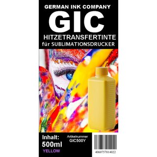 Yellow GIC - Hitzetransfertinte | Sublimationstinte in 500ml Flasche - Farbe Yellow