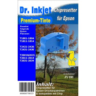 JY181 - T24 Chipresetter für Epson  Druckerpatronen mit der Nummer 24 & 24XL (Motiv: Elefant)