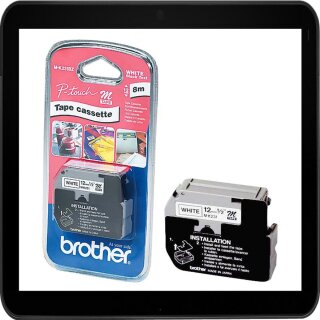 brother Beschriftungsband M-K231 schwarz auf weiß 12 mm