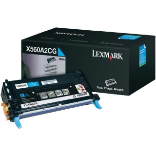 X560A2CG - Cyan - Original Lexmark Toner mit 4.000 Seiten Druckleistung nach Iso