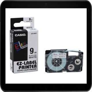 Casio Beschriftungsband XR-9X schwarz auf transparent 9 mm