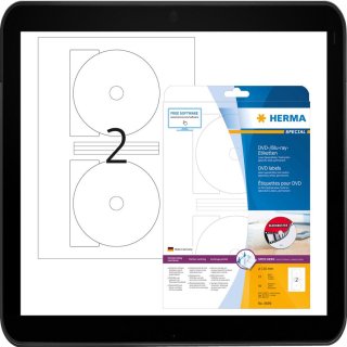 116,0 x 17,0 mm - 50 HERMA DVD-Etiketten 4699 weiß - für Kopierer, Laser, Farbkopierer, Farblaserdrucker