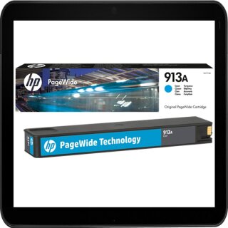 HP913A cyan HP Tintenpatrone mit 3.000 Seiten Druckleistung nach ISO - F6T77AE