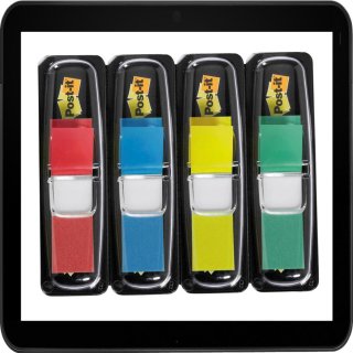 1,3 x 4,3 cm | 4x 35 Streifen Post-it® Index Mini Haftmarker farbsortiert im Spender