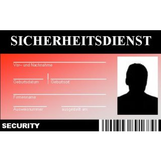 Sicherheitsdienstausweis einfach und beidseitig bedruckbar - Ausfüllbar mit Namen, Bild, Status und eine völlig frei gestaltbare Rückseite!