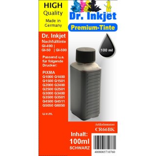 CR66BK - Black - Dr.Inkjet Premium Nachfülltinte in 100ml - 250ml - 500ml - 1000ml Abfüllungen für GI-490 / GI-50 / GI-590