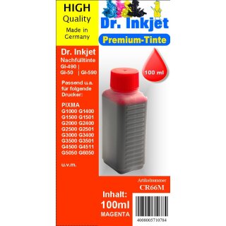 CR66M - Magenta - Dr.Inkjet Premium Nachfülltinte in 100ml - 250ml - 500ml - 1000ml Abfüllungen für GI-490 / GI-50 / GI-590