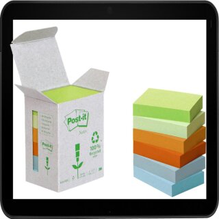 5,1 x 3,8 cm - Post-it® Recycling Notes Haftnotizen farbsortiert