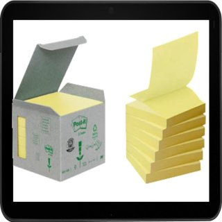7,6  x 7,6 cm - Post-it® Recycling Z-Notes Haftnotizen gelb