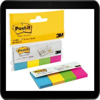 2,0 x 3,8 cm - 4x 50 Streifen Post-it® Page Marker Haftmarker farbsortiert