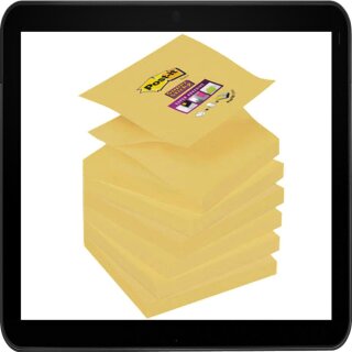 7,6 x 7,6 cm - Post-it® Super Sticky Z-Notes Haftnotizen R33012SY gelb