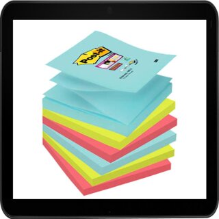 7,6 x 7,6 cm - Post-it® Super Sticky Z-Notes Haftnotizen farbsortiert