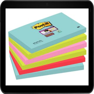 12,7 x 7,6 cm - Post-it® Super Sticky Haftnotizen farbsortiert