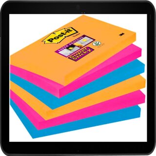 12,7  x 7,6 cm - Post-it® Super Sticky Notes Bangkok Collection Haftnotizen farbsortiert