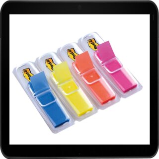 1,3 x 4,3 cm - 4x 35 Streifen Post-it® Index Mini Haftmarker farbsortiert im Spender