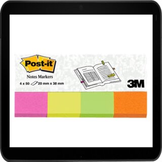 2,0 x 3,8 cm - 4x 50 Streifen Post-it® Page Marker Haftmarker farbsortiert