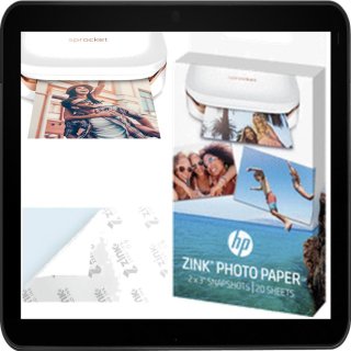 HP ZINK® Sprocket Fotopapier mit selbstklebender Rückseite, 20 Blatt/5 x 7,6-cm (2 x 3-inch)