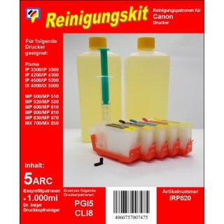 IRP820 - Reinigungspatronen für PGI5 &CLI8 + 1000ml Düsenreiniger