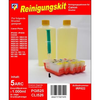 IRP822 - Reinigungspatronen für PGI525 &CLI526 + 1000ml Düsenreiniger