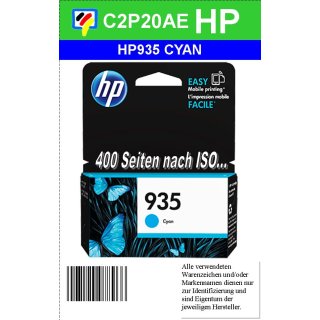 HP935C - C2P20AE - cyan - HP Originalpatrone mit 400 Seiten Druckleistung nach ISO für HP Officejet Pro 6230 & 6830